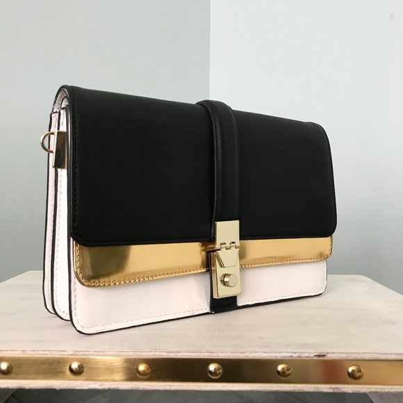 Zara Handbags - Zara Shoulder Bag in Black, Gold, and White